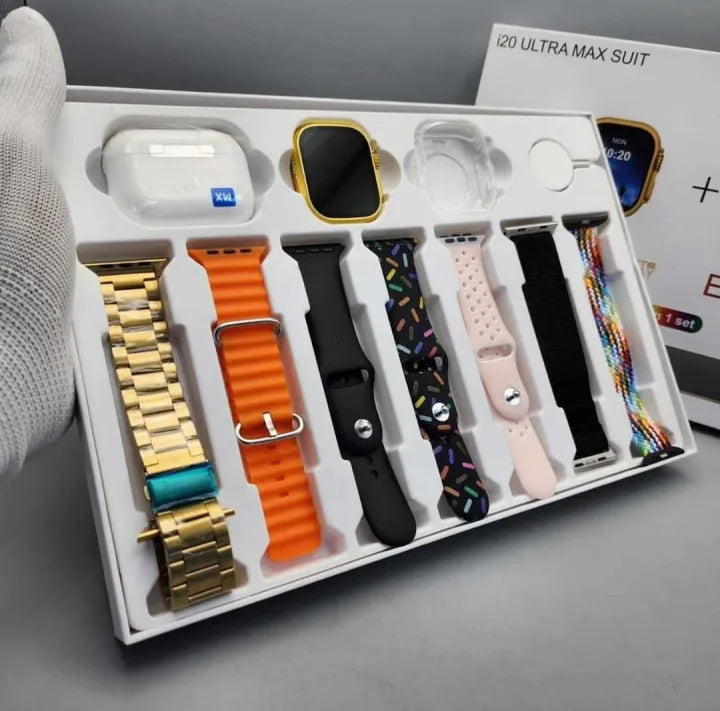 I20 Ultra Smart Watch With Earbuds And 7 Straps