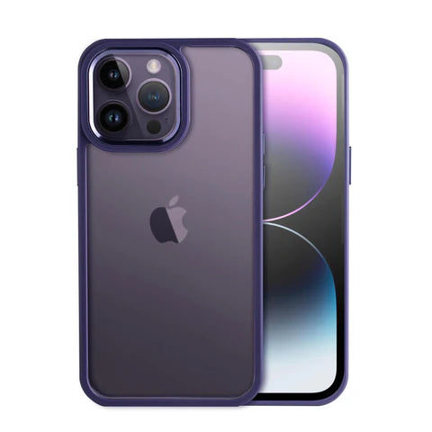 Iphone 14 Deep Purple Transparent Back Case - TaraRani